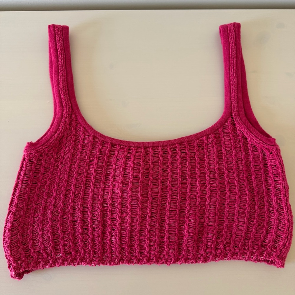 Free People 2 piece Crop Tank and Midi Skirt Sweater set Pink Size XL NWOT - Picture 4 of 12
